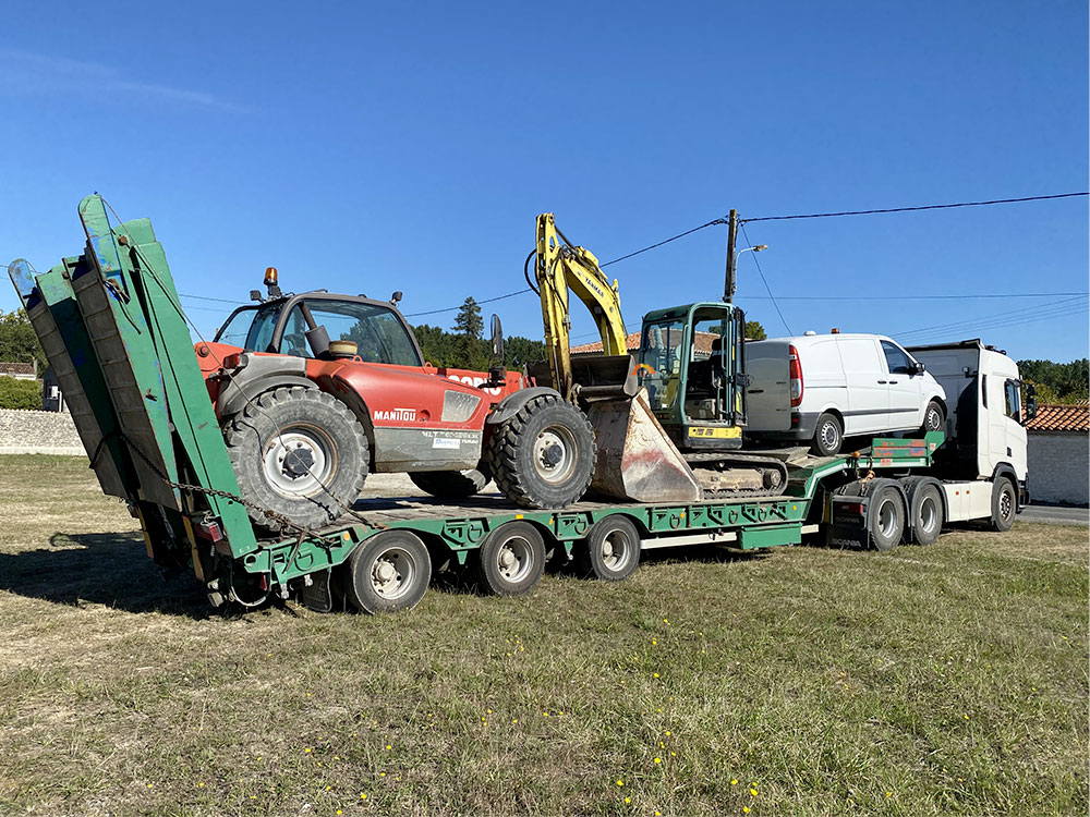 Transport engin de chantier – Porte-engin Travaux publics et agricole